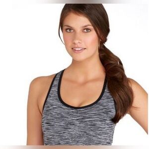 Velocity Gray Sports Bra with Racerback Design and Scoop Neckline